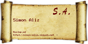 Simon Aliz névjegykártya